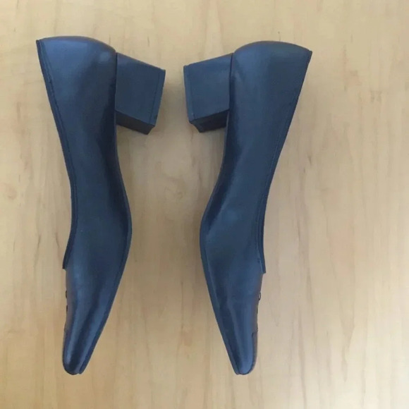 Naturalizer Paige Black Square Toe Real Leather Low Chunky Heel Shoe Size 7 M US - Picture 4 of 8